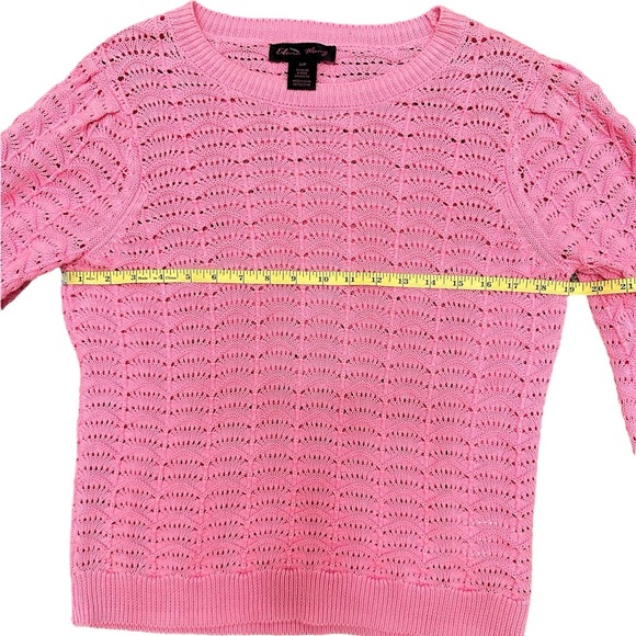 ELENA WANG Spring 2025 Collection Pink Knit Sweater All Season Size Sm $110 NWT - Picture 9 of 10